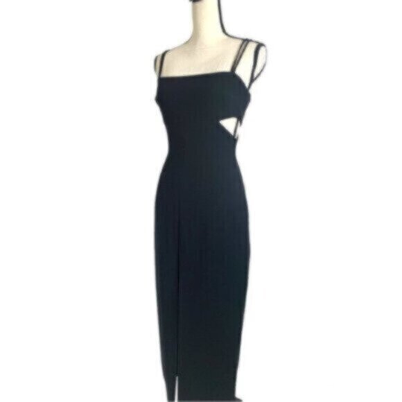 Tahari Black Cut Out Side Maxi Evening Formal Dress - Picture 2 of 16